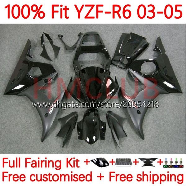 Cuerpo 100% Fit OEM para YAMAHA YZF-R6 YZF600 YZF R 6 600 CC 03-05 Carrocería 9No.1 YZF R6 600CC YZFR6 03 04 05 Carenado YZF-600 2003 2004 2005 Kit de carenado de inyección negro