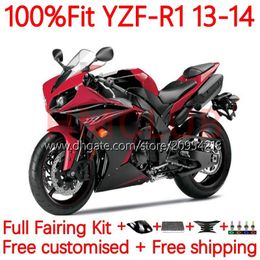 100% Ajuste OEM Carrocería para YAMAHA MOTO YZF-R1 YZF-1000 YZF R 1 1000CC 13-14 Cuerpo 6No.24 YZF R1 1000 CC YZFR1 13 14 YZF1000 2013 2014 Molde de inyección Kit de carenado color brillante