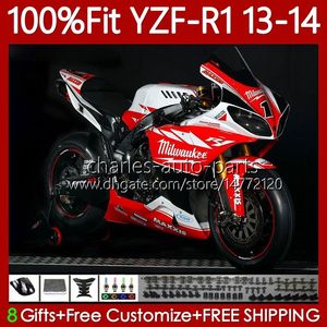 Carrocería OEM 100% apta para YAMAHA MOTO YZF-R1 YZF-1000 YZF R 1 1000CC 13-14 Cuerpo 94No.36 YZF R1 1000 CC YZFR1 Blanco rojo 13 14 YZF1000 2013 2014 Kit de carenado de molde de inyección