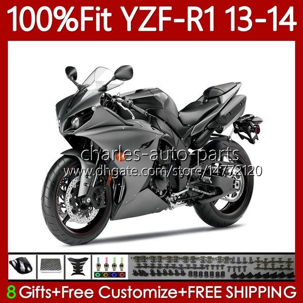 100% Fit OEM Carénages Pour YAMAHA YZF-R1 YZF R 1 1000 CC YZFR1 13 14 MOTO Carrosserie 94No.53 YZF R1 Gris brillant 1000CC YZF1000 2013 2014 YZF-1000 2013-2014 Corps moulé par injection