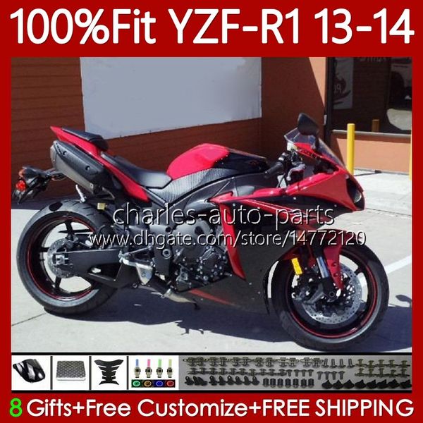 Carenados OEM 100% Fit para YAMAHA YZF-R1 YZF R 1 1000 CC YZFR1 Rojo negro 13 14 MOTO Carrocería 94No.61 YZF R1 1000CC YZF1000 2013 2014 YZF-1000 2013-2014 Cuerpo de molde de inyección