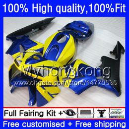 100% Fit OEM para HONDA CBR600RR CBR600 RR CBR600F5 600CC 48HM.100 CBR 600 CC RR F5 05 06 CBR 600RR 2005 2006 Carenados de inyección Azul amarillo