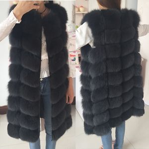 100% Fox Vest 2018 Bonito abrigo cálido para mujer. Chaqueta de abrigo natural Abrigos de piel real S18101103