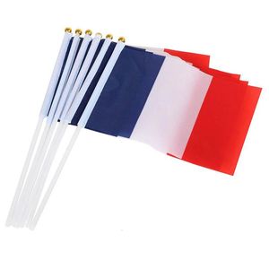 100 Franse handkaarten 14x21cm Franse handkaarten Wave National Flag Promotie Groothandel Plastic vlag 240425