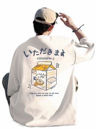 100% de leche de pino fresca Impresiones de manga corta para hombre Harajuku japonés Tops lindos Fi Oversize Ropa de matemáticas para hombre Camisetas I31g #