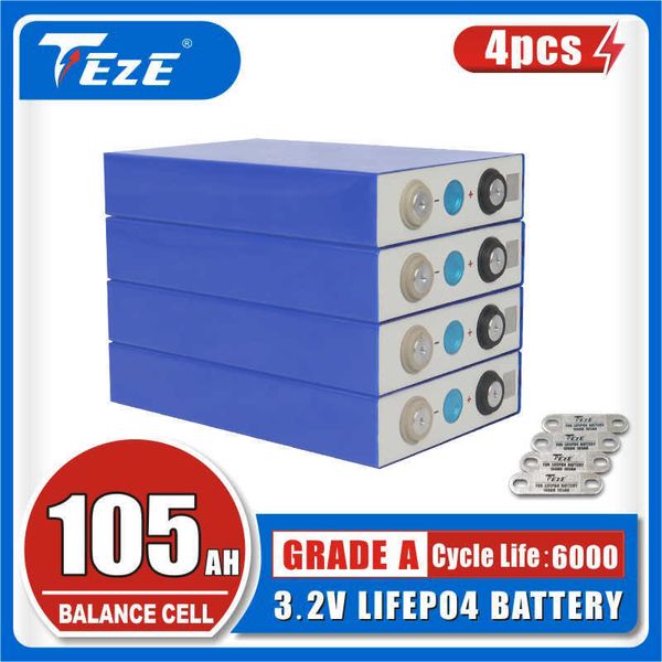 100% capacidad total 105Ah 280Ah 304Ah 4 Uds LiFePO4 batería grado A ciclo profundo DIY 12V 24V sistema de almacenamiento de energía batería libre de impuestos