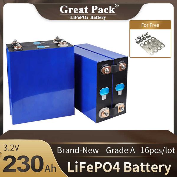 100% pleine capacité 16 pièces 3.2V 230Ah tout nouveau Grade A LiFePO4 batterie cellule Rechargeable Cycle profond Lithium Ion batterie portable solaire