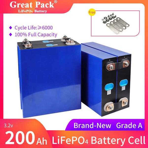 100% pleine capacité 4pcs 3.2 V 200AH Rechargeable LifePO4 Battery Cell Deep Cycle Brand New Grade A Lithium Ion Power Bank