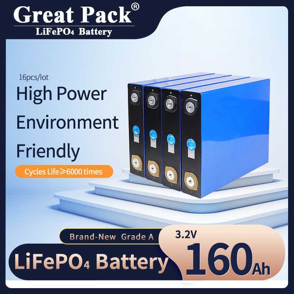 100% pleine capacité 8 pièces 3.2V 160Ah tout nouveau Grade A LiFePO4 batterie cellule Rechargeable Cycle profond Lithium Ion batterie portable solaire