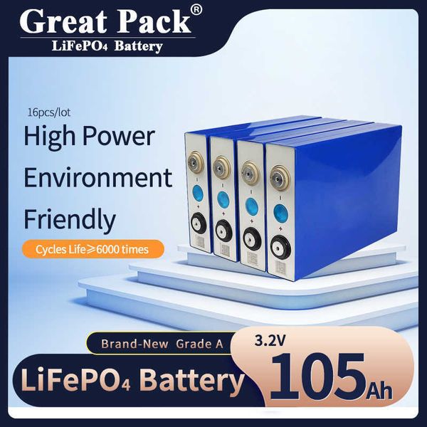 100% pleine capacit￩ marque tout neuf de 16pcs 3,2 V 105AH de batterie rechargeable Lifepo4 Banque d'￩nergie solaire au lithium ion ￠ cycle profond