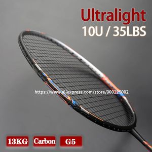 100% Full Carbon Fiber Strung Badminton Rackets 10U Tension 22-35LBS 13kg Training Racquet Speed Sports With Bags For Adult 231120