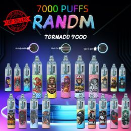 100% Fumot Original Jetable E Cigarette RandM Tornado 7000 bouffées RGB Glowing Vape Pod 38 Couleurs Disponibles