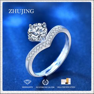 100% Echt 925 Sterling Zilveren Prinses Kroon Ringen Prong Instelling 1ct VVS1 D Kleur Moissanite Diamanten Sieraden