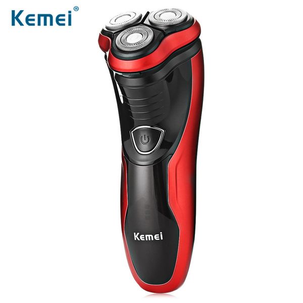 100% véritable Kemei rasoir électrique rechargeable tondeuse lavable Barbeador visage hommes machine de rasage rotative toiletteur barbe 3D rasoir électrique DHL