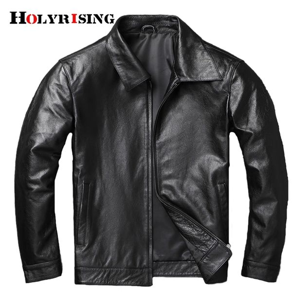 100% cuir véritable mâle vache souple moto veste hommes tourner col manteaux homme 6xl vintage noir vêtements peau de vache 19434 210923