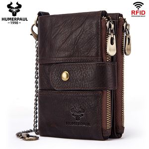 100% cuir véritable hommes portefeuilles RFID bloquant court porte-monnaie avec porte-carte à deux volets mâle Cartera Hombre porte-monnaie 2022