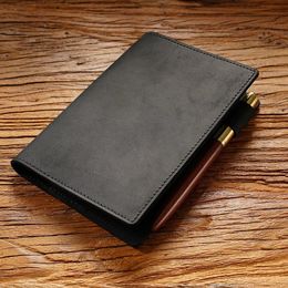 100% echt lederen notebookplanner Boekomslag A5 A6 Diary Originele retro cowhide Journal Drawing Sketchbook Diary Cover 240509
