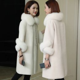 Manteau coupé en cuir véritable de mouton 100% pour femmes, longueur moyenne, fourrure de grain Haining, version coréenne intégrée, nouvelle collection 2023