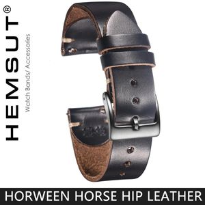 100% bracelets de montre en cuir véritable avec bracelet de poignet Vintage en cuir de cheval Horween à dégagement rapide pour hommes 22mm18mm19mm20mm 240116