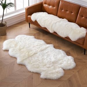 100% VÉRITABLE LAINE ÉPAISSE Peau De Mouton Tapis Shaggy Zone pour Salon Peau De Mouton Fourrure Tapis Décor À La Maison Moelleux Tapis 220301