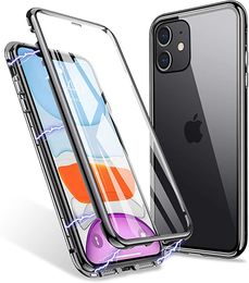 Magnetische Adsorptie Metal Frame Case Front and Back Avered Glass Full Screen Coverage voor iPhone 11 Pro MAX XR XS max 6 7 8 Plus