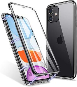 Boîtier en métal à adsorption magnétique Couverture plein écran en verre trempé avant et arrière pour iPhone 11 PRO MAX XR XS MAX 6 7 8 PLUS