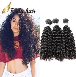 100 Grade 11A Trame de Cheveux Brésiliens Extensions de Couleur Naturelle 3pcslot Bouclés Bundles Julienchina Bellahair4638735