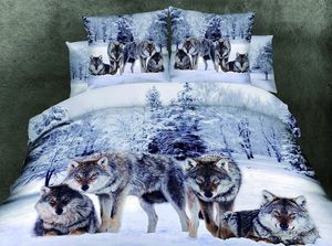 100 slijpen katoen 3d jongens dier tijger beddengoed set groothandel queen size 4 stks wolf duver cover platte vel