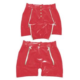 100% gummi latex rubber sexy rode boksers shorts dekoratie schwarz rits s-xxl