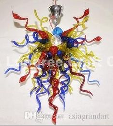 Lámpara de araña de vidrio soplado a mano 100%, lámpara de araña de cristal de estilo Art Deco moderno, lámpara de araña de cristal colorida creativa de estilo Chihuly para el hogar