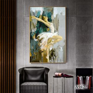 100% handgeschilderde figuur olieverfschilderij het ballet dansende meisje moderne indruk canvas schilderij Home Decor Wall Art a 942