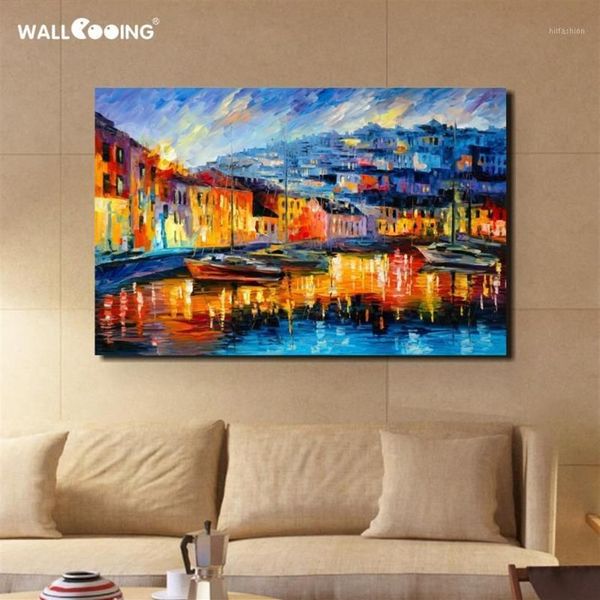 100% pintura al óleo de paisaje pintada a mano Venecia sobre lienzo pinturas abstractas Italia imágenes artísticas de pared amarillas para sala de estar 1252f