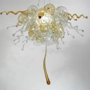 Lámpara de araña transparente soplada a mano 100%, lámpara de araña de cristal de arte moderno de alta calidad, decoración de Hotel, estilo Chihuly, lámparas de araña diseñadas en Italia