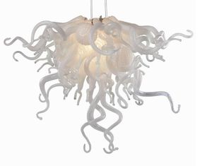 Lampes suspendues 100% soufflé à la main en verre blanc de Murano Italie conçu lustre de style source de lumière LED pour décor de villa
