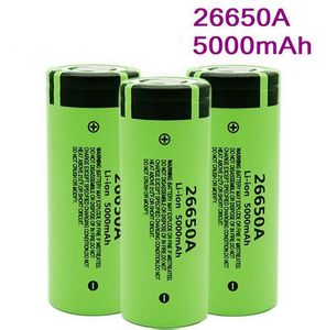 100% batería NCR26650A 5000mAh NCR 26650A 26650 de alta calidad, batería seca de litio recargable de drenaje superior de 3,7 V