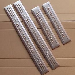 Placa de desgaste de umbral de puerta de acero inoxidable de alta calidad 100% accesorios de coche para SSANGYONG KORANDO 2011-2015