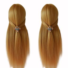 Fibre 100% à haute température Blonde Blonde Mannequin Test Training Treat For Braid Hairdressing Manikin Doll avec pince 240403