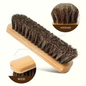 100% Crin De Cheval Brosse À Chaussures En Cuir Naturel Vrai Cheval Cheveux Doux Outil De Polissage Bootpolish Brosse De Nettoyage Pour Daim Nubuck Boot En Gros