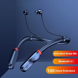 Auriculares Bluetooth con reproducción de 100 horas Auriculares inalámbricos con banda para el cuello 5.1 Auriculares con micrófono Auriculares deportivos para música Estéreo para Android IOS