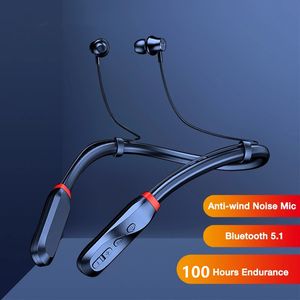 100 uur afspelen Bluetooth-hoofdtelefoon Bass Draadloze koptelefoon Nekband 5.1-hoofdtelefoon met microfoon Sportmuziek Headset Stereo voor Android IOS