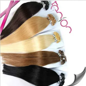 100% humain brésilien U Tip Coiffure Extensios 0.5g / S200S / Lot, Kératin Kératin Virgin Hair 14 '' - 26 '' Couleur 1b # 2 # 4 # 8 # 27 # 613 # 99J rouge pour option