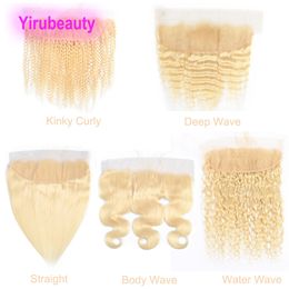 100% Human Hair 13X4 Lace Frontal 613 # Couleur blonde Péruvienne Vierge Free Free Free 10-24inch Body Wave Water Curly