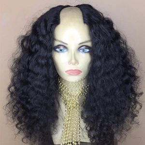 100% menselijk haar afro krullend u deel pruiken voor vrouwen 2x4 middelste deel 150% dichtheid Braziliaanse remy haar kinky krullend diva pruiken