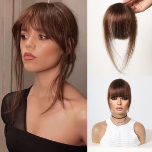 100% Human Hair frange Clip au-dessus des extensions de cheveux Brun Natural Chers Wispy Bangs Fringe Fringe Poix pour les femmes en frange à air 240518