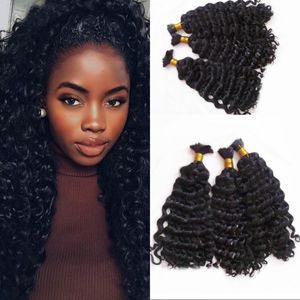 3 paquets de cheveux humains en vrac pour tresser des cheveux péruviens en vrac de vague profonde pour les femmes noires FDSHINE