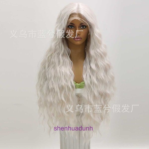 100% cheveux humains Full Lace Wigs Perruque féminité dentelle avant perruque argenté blanche longue cheveux bouclés moelleux Natural Split Chicken Rolls Corn Perm