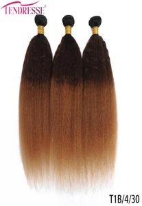 100 cheveux humains crépus cheveux raides 34 paquets Ombre Yaki vague paquet blond coloré brun 3 tons ombre brésilien vierge cheveux Ext9768249