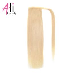 100% Human Hair Pony Ponys Remy European Straight Clip in Hair Extensions 80g 100g Wrap autour de Ponytail Wig