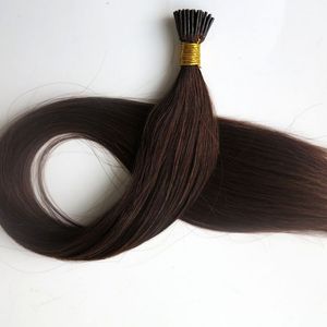 Cheveux brésiliens pré-collés I Tip Extensions de cheveux humains 50g 50 brins 18 20 22 24 pouces # 4 / Cheveux indiens raides brun foncé