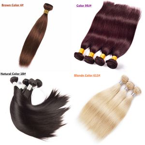 100 menselijk haar weave Braziliaans Maleisisch Indiaas Peruaans steil haar extensions bundels natuurlijke kleur bruin wijnrood blond kleuroptie